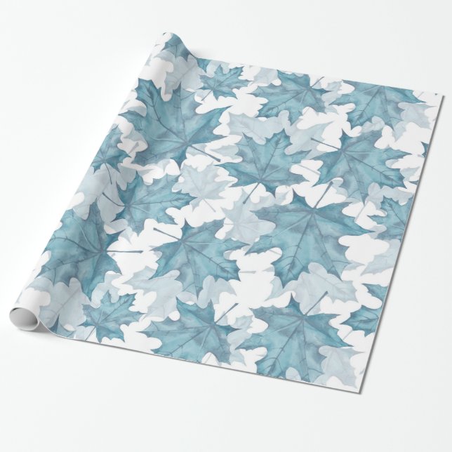Papier Cadeau Feuilles d'érable. Motif aquarelle (Déroulé)