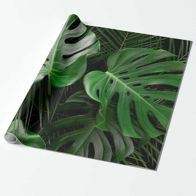 Papier Cadeau Feuilles et feuilles de palmiers verts (Déroulé)