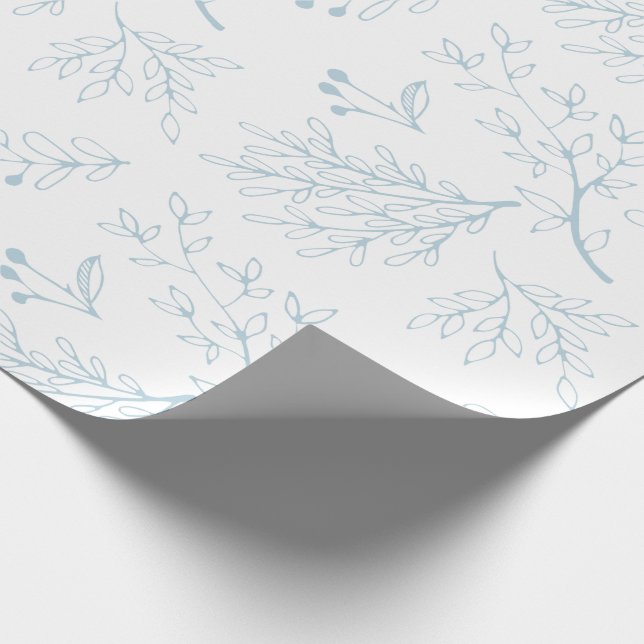 Papier Cadeau Feuilles minimalistes modernes de Bleu Botanique (Coin)
