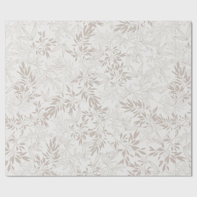 Papier Cadeau Feuilles minimalistes neutres Beige Botanique (Plat)