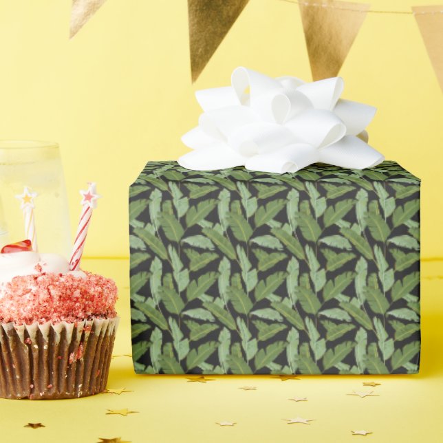 Papier Cadeau Feuilles Palm | Monogramme 2 (Fête d'anniversaire)