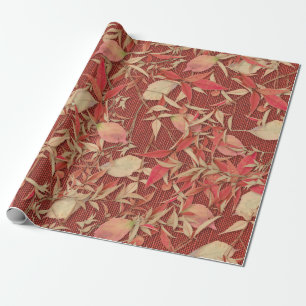 Papier Cadeau Feuilles rouge pourpre Burlap Papier d'enveloppeme