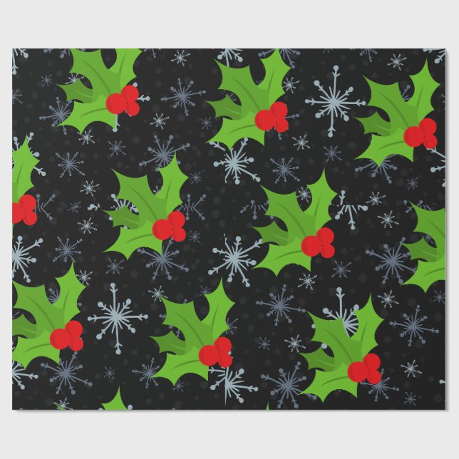 Papier Cadeau Feuilles saints, papier d'enveloppement de flocon  (Plat)