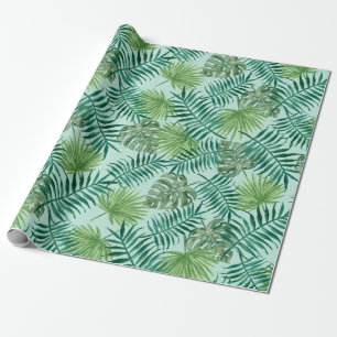 Papier Cadeau Feuilles Tropicales d'Eau Vacances