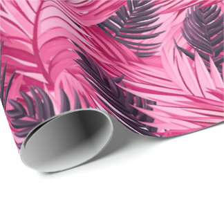 Papier Cadeau Feuilles Tropicales Roses