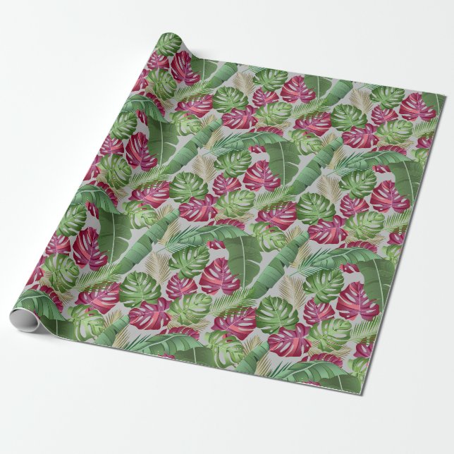 Papier Cadeau Feuilles tropicaux (Déroulé)