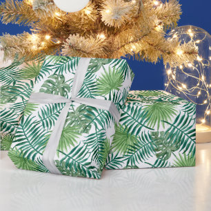 Papier Cadeau Feuilles tropicaux de Monstera et Palm
