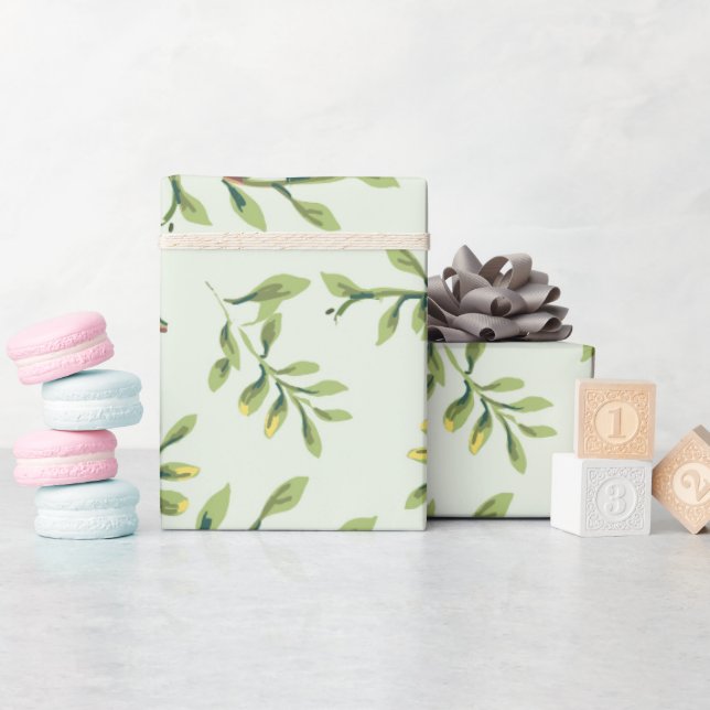 Papier Cadeau Feuilles verts du feuillage (Baby Shower)