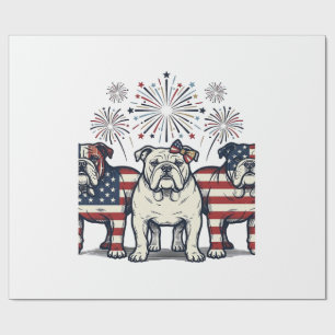 Papier Cadeau Feux d'artifice de Bouledogue patriotique Gravure 