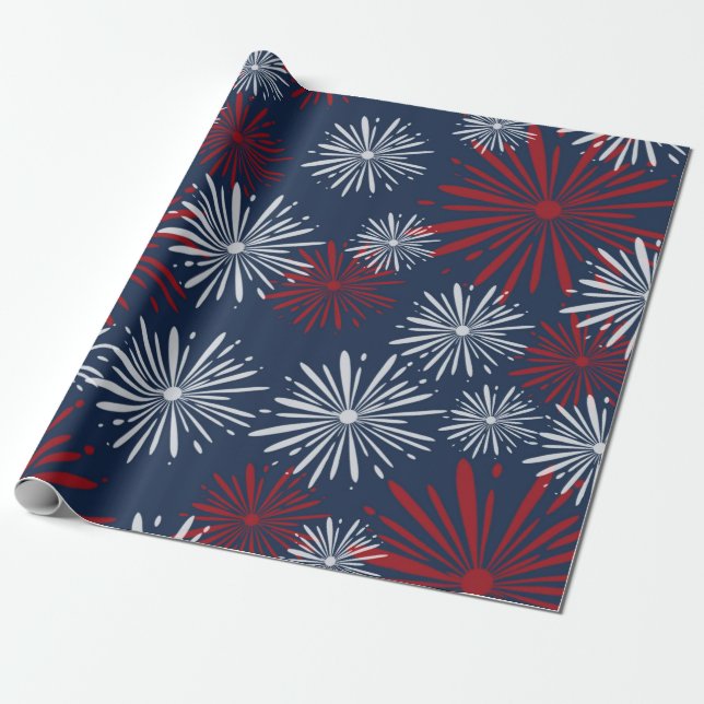 Papier Cadeau Feux d'artifice de patriote (Déroulé)
