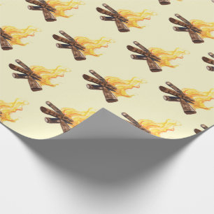 Papier Cadeau Feux de camping sur Yellow Camping Randonnée Avent