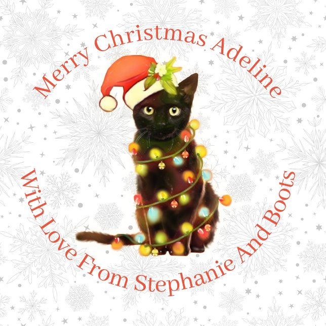 Papier Cadeau Feux de Noël de chat noir personnalisées (Créateur téléchargé)