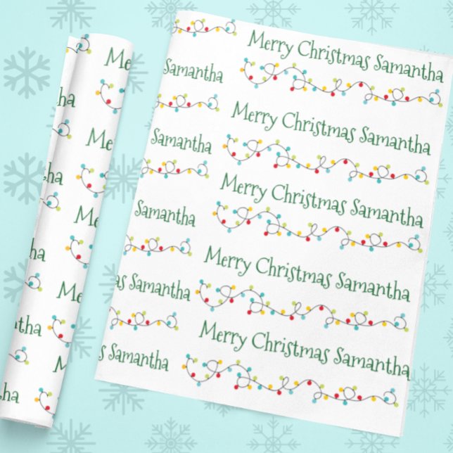 Papier Cadeau Feux de Noël personnalisées Nom personnalisé (Créateur téléchargé)