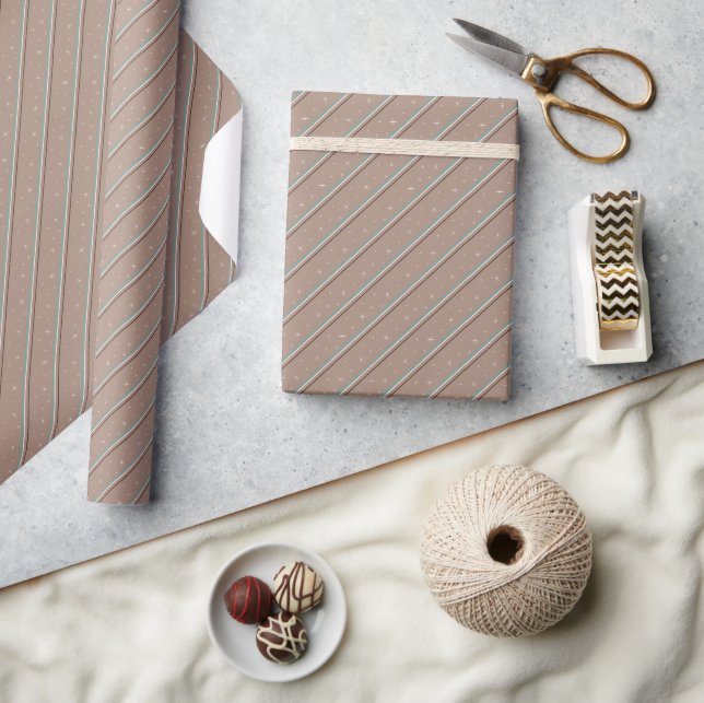 Papier Cadeau Feux de scintillage Diagonal Stripe Cocaca Brown I (Artisanat)