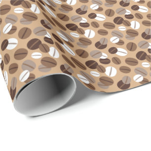 Papier Cadeau Fèves de café dans les tons marron et blanc