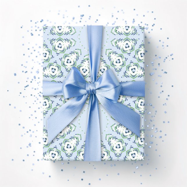 Papier Cadeau Fez Starburst Trellis in Slate and Green (Créateur téléchargé)