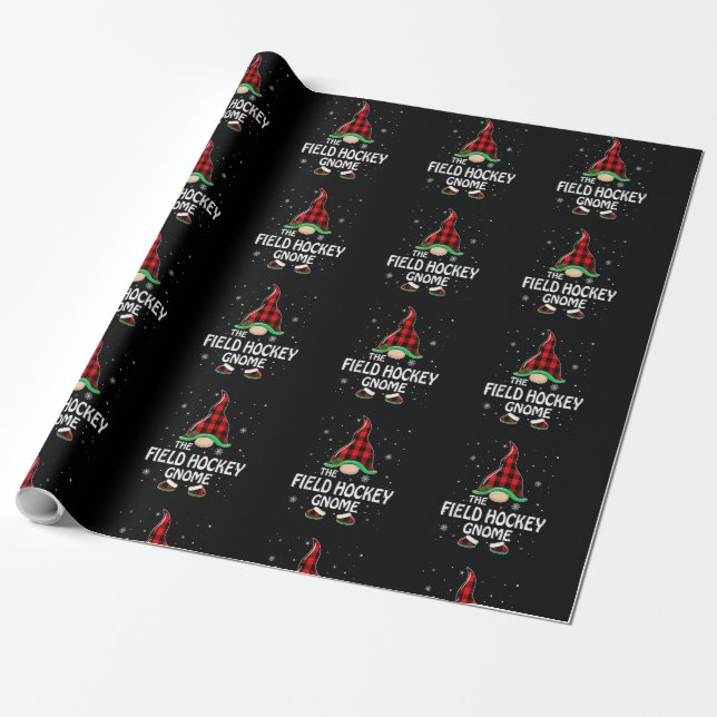 Papier Cadeau Field Hockey Gnome Buffalo Plaid Matching Family C (Déroulé)