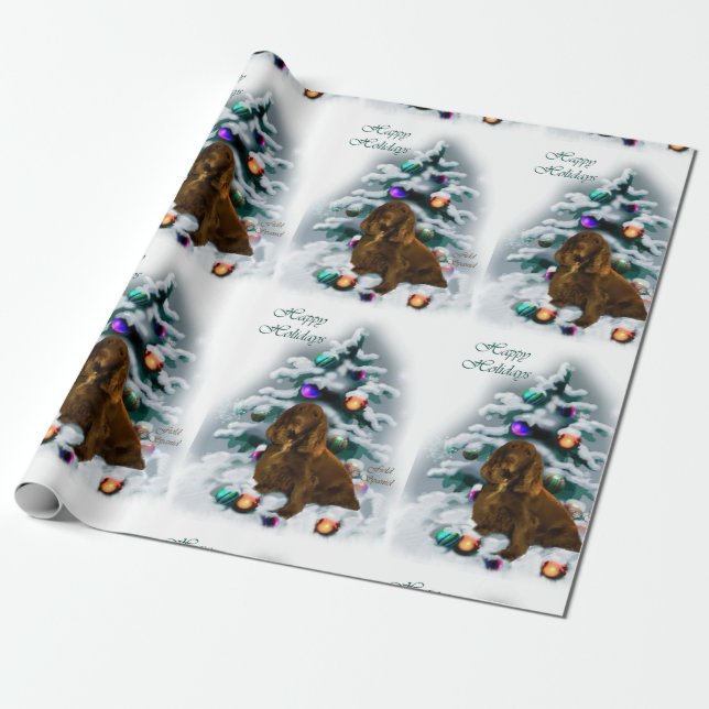 Papier Cadeau Field Spaniel Christmas (Déroulé)