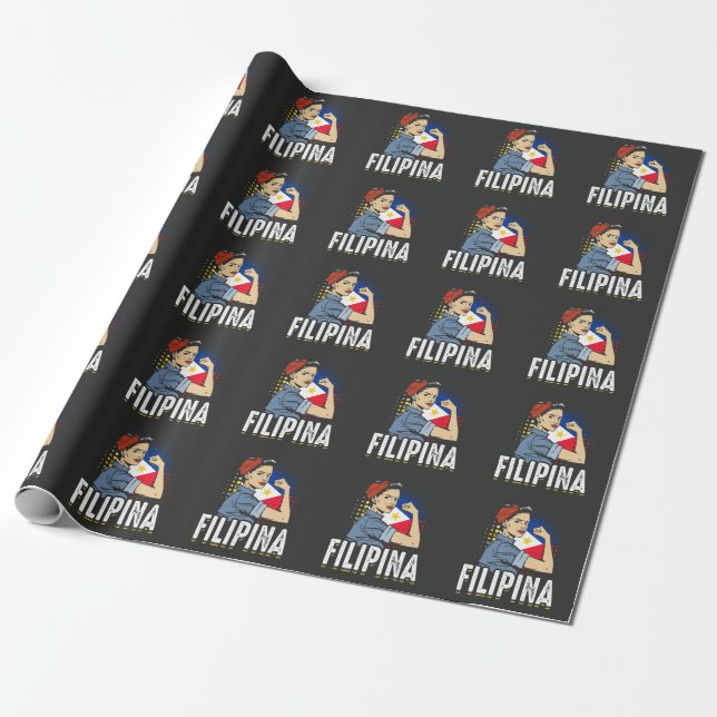 Papier Cadeau Fier drapeau philippin femme Philippines (Déroulé)