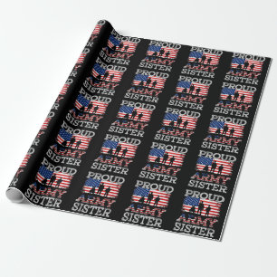 Papier Cadeau Fière soeur militaire américaine frère soldat amér