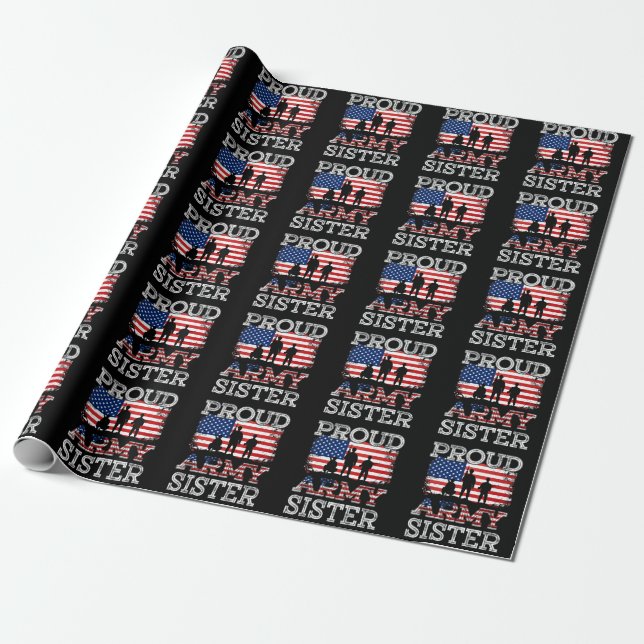 Papier Cadeau Fière soeur militaire américaine frère soldat amér (Déroulé)