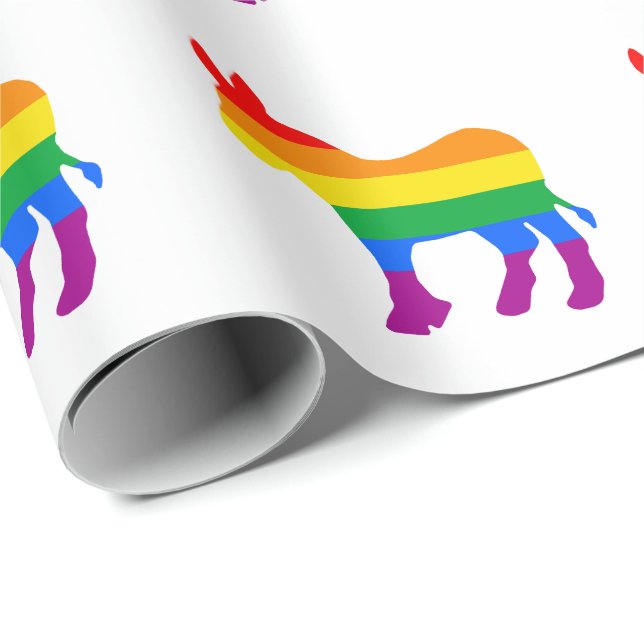 Papier Cadeau Fierté démocrate LGBTQ (Coin rond)