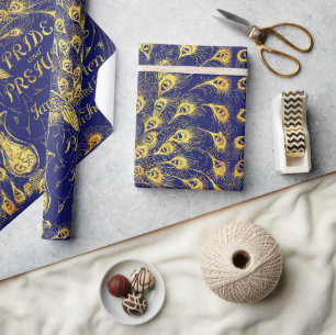 Papier Cadeau Fierté et préjugé Bleu Peacock Livre couverture