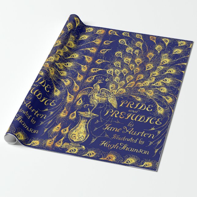 Papier Cadeau Fierté et préjugé Bleu Peacock Livre couverture (Déroulé)
