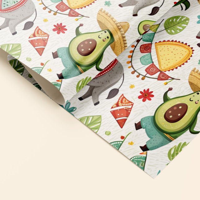 Papier Cadeau Fiesta Avocado & Donkey Delight (Créateur téléchargé)