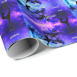 Papier Cadeau Figure Patinage Typographie Papier à envelopper av