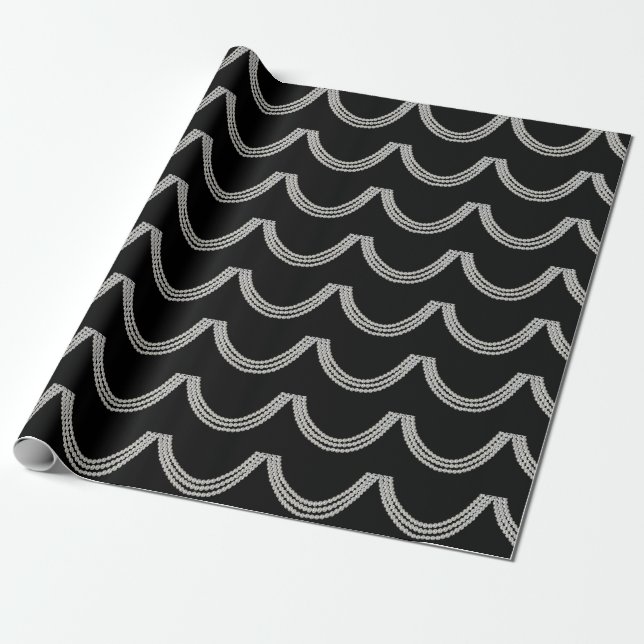 Papier Cadeau fil de perles sur noir (Déroulé)