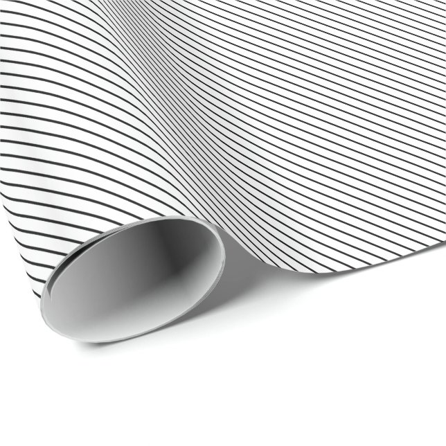 Papier Cadeau Filets diagonaux - blanc et noir (Coin rond)