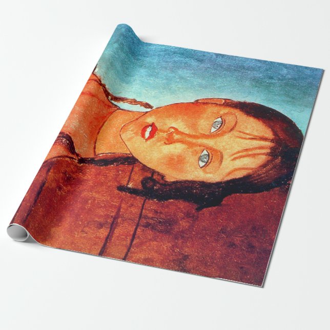 Papier Cadeau Fille avec Pigtails, Modigliani (Déroulé)
