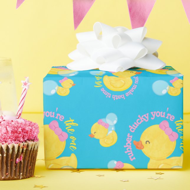 Papier Cadeau Fille Bleu Rubber Ducky Vous êtes la fête unique (Créateur téléchargé)