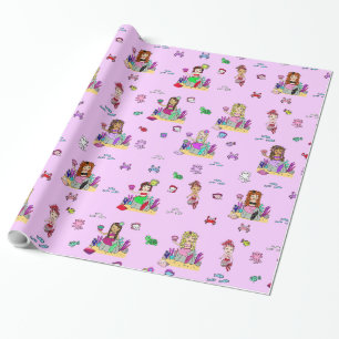 Papier cadeau fille Créatures de mer et Sirène