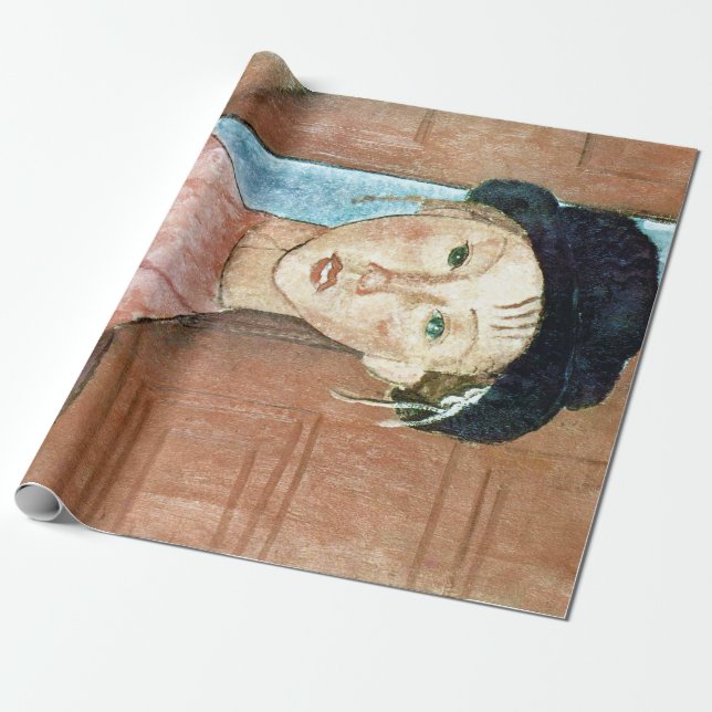 Papier Cadeau Fille dans un Casquette, Modigliani (Déroulé)