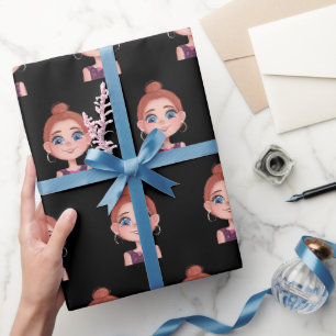 Papier Cadeau Fille de dessin animé aux grands yeux