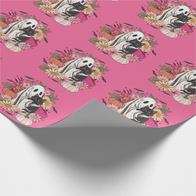 Papier Cadeau Fille fantôme d'Halloween (Coin)