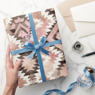 Papier Cadeau Fille-fille rose Brown Southwestern Tribal Anniver