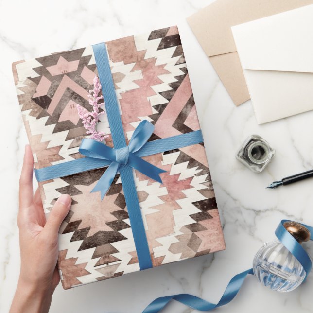 Papier Cadeau Fille-fille rose Brown Southwestern Tribal Anniver (Cadeaux)