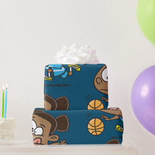 Papier Cadeau Fille Jouant Au Basket