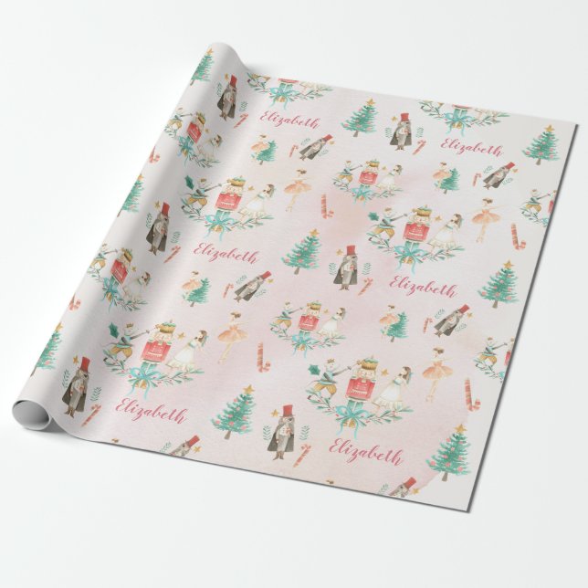 Papier Cadeau Fille Noisette de Noël Enfants Personnalisés (Déroulé)