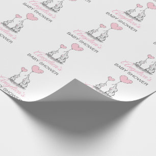 Papier Cadeau FILLE personnalisée d'éléphant rose de BABY SHO
