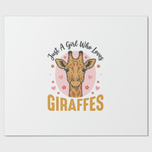 Papier Cadeau Fille qui aime les girafes Dessin de gravure vinta