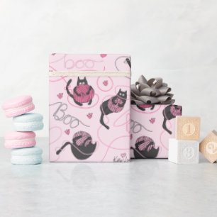 Papier Cadeau Fille rose Kitty Love Kittens et fils Tangle