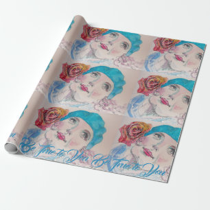 Papier Cadeau Fille Rouge Rose Beret Soyez Vrai À Vous Enveloppe