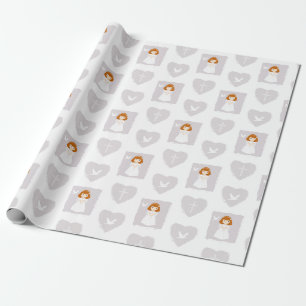 Papier Cadeau Fille rousse de la colombe communion