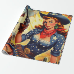 Papier Cadeau Filles de l'Ouest rétro