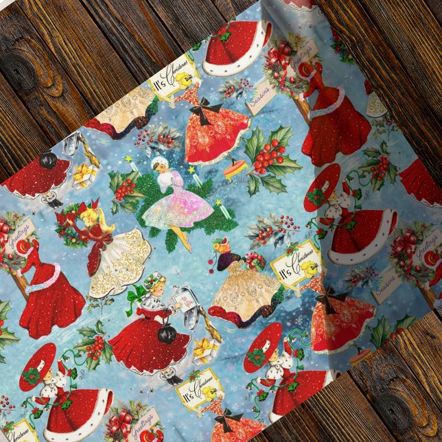Papier Cadeau Filles de Noël Vintage (Créateur téléchargé)
