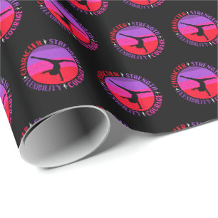 Papier Cadeau Filles Gymnastique Caractère Force Courage